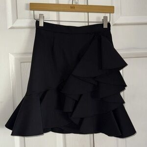 NWT Ronny Kobo Black Solange Big Ruffle Mini Skirt
